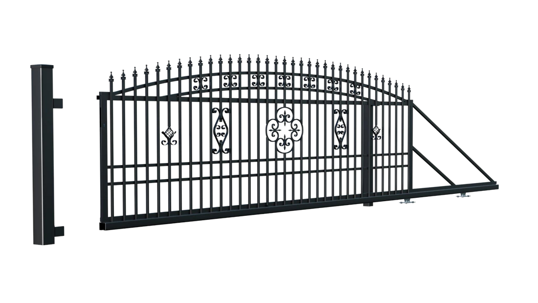 Schiebetor Freitragendes Tor Maria 400cm x 169cm Komplett-Set inklusive Antrieb Schwarz oder Anthrazit